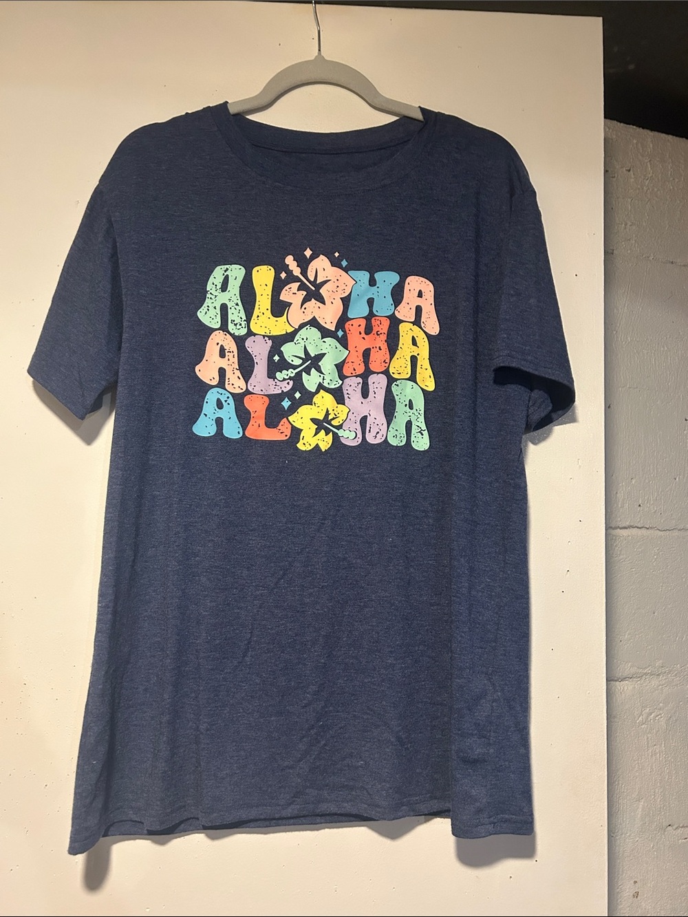 Navy Aloha Graphic Short Sleeve Tee